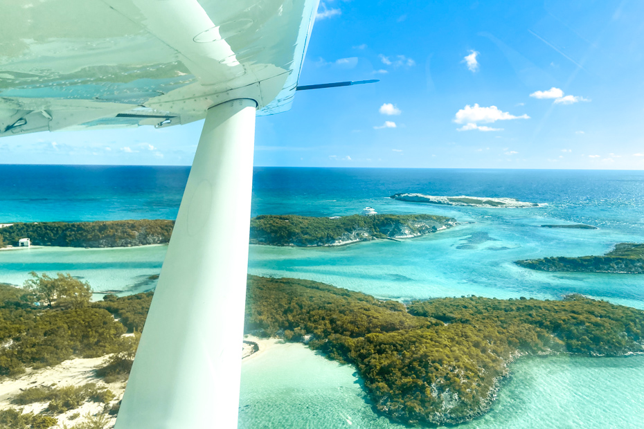 Fly to the Bahamian Pigs at Staniel Cay Exuma with Bahamas Air Tours day trips by plane from Nassau and miami florida.