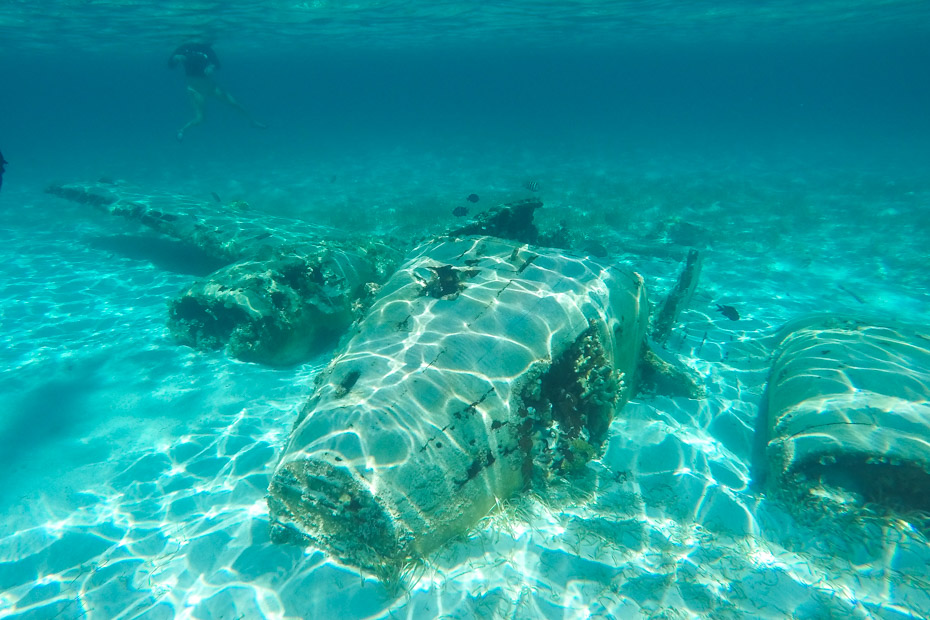Underwater plane wreck in exuma Staniel Cay Bahamas. Snorkel at the Staniel Cay plane wreck on a Day Trip to Exuma from Nassau with Bahamas Air Tours.
