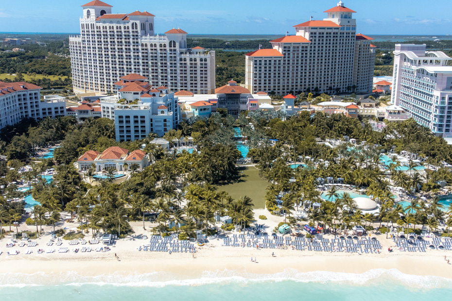 Baha Mar on Cable Beach, Nassau in Bahamas, a top rated beach resort with 3 hotel brands: Grand Hyatt, SLS and Rosewood hotels.