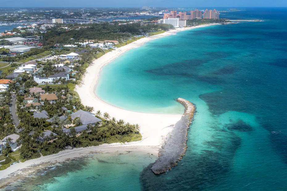 Cabbage Beach Bahamas located on Paradise Island is a 2 mile stretch of sand in Nassau Bahamas.